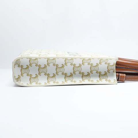 CELINE Mini Vertical Tote 2way Triomphe Handbag beige WS23449