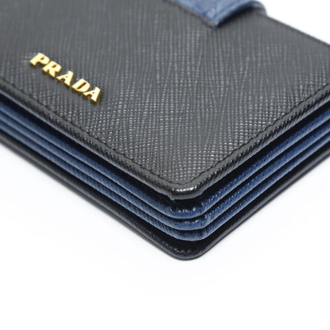 PRADA Compact wallet in Saffiano embossed leather Card Case black WS23450