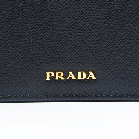 PRADA Compact wallet in Saffiano embossed leather Card Case black WS23450