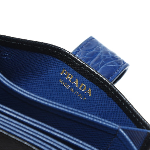 PRADA Compact wallet in Saffiano embossed leather Card Case black WS23450