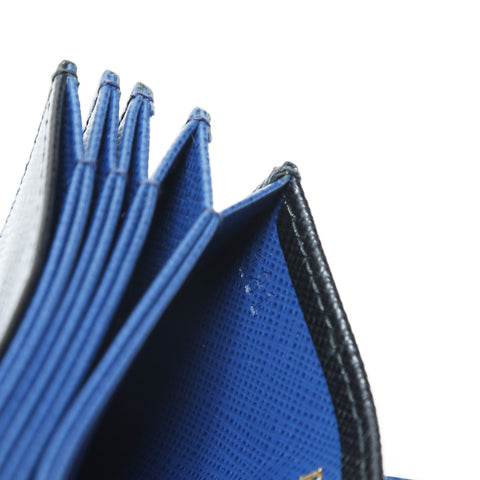 PRADA Compact wallet in Saffiano embossed leather Card Case black WS23450