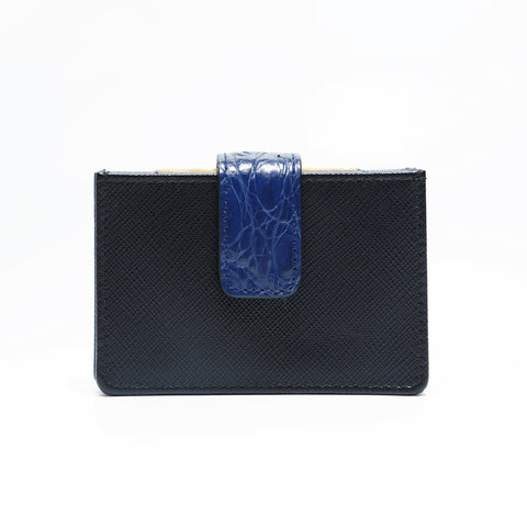 PRADA Compact wallet in Saffiano embossed leather Card Case black WS23450