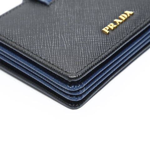 PRADA Compact wallet in Saffiano embossed leather Card Case black WS23450