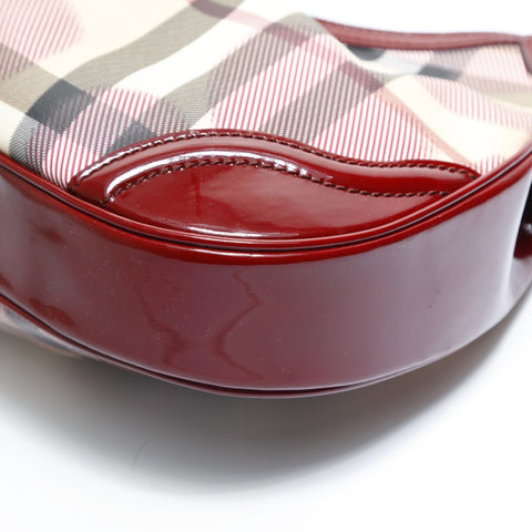 BURBERRY Nova Check PVC Red Shoulder Bag Red WS23454