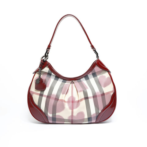 BURBERRY Nova Check PVC Red Shoulder Bag Red WS23454