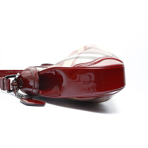 BURBERRY Nova Check PVC Red Shoulder Bag Red WS23454