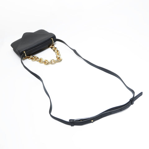 BOTTEGAVENETA Leather Mount Envelope Chain Shoulder Bag black WS23459