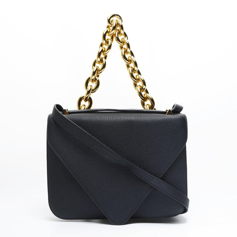 BOTTEGAVENETA Leather Mount Envelope Chain Shoulder Bag black WS23459