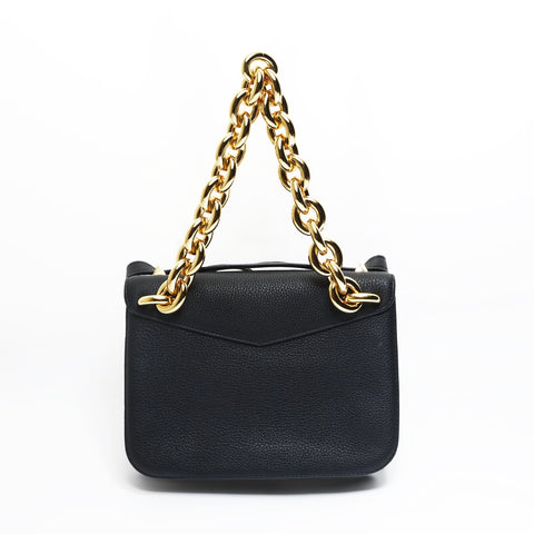 BOTTEGAVENETA Leather Mount Envelope Chain Shoulder Bag black WS23459