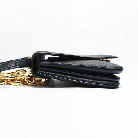 BOTTEGAVENETA Leder-Umschlag-Ketten-Umhängetasche schwarz WS23459