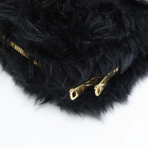 Miu Miu Fur Matelasse Shoulder Bag black WS23460