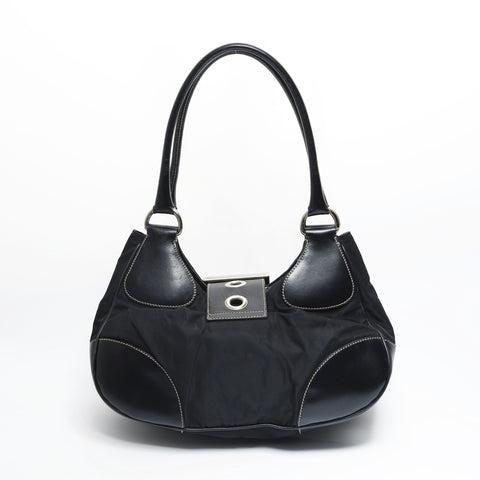 PRADA Nylon triangle logo Shoulder Bag black WS23461