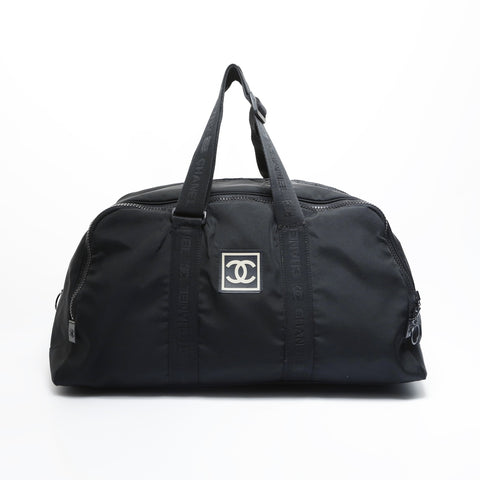 CHANEL No. 7 2002-2003 Nylon Sports Line COCO Mark Boston bag black WS23463