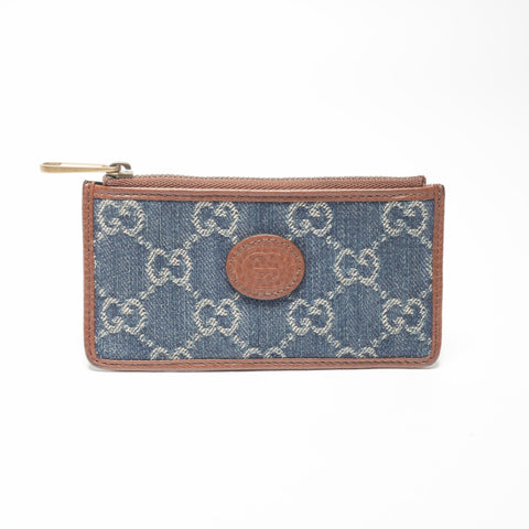 GUCCI GG pattern denim Coin case Navy WS23468