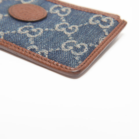 GUCCI GG pattern denim Coin case Navy WS23468