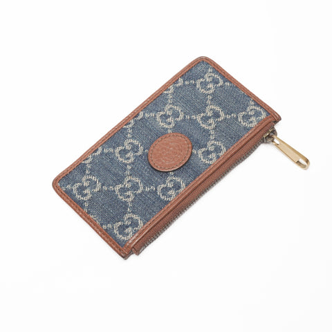 GUCCI GG pattern denim Coin case Navy WS23468