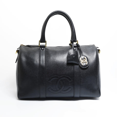 CHANEL No. 2 1991-1994 Caviar COCO Mark Boston bag black WS23469