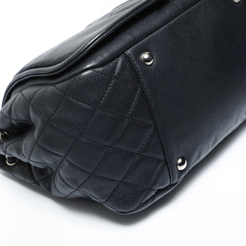 CHANEL No. 14 2010-2011 Deka COCO Mark Flap Chain Shoulder Bag black WS23470