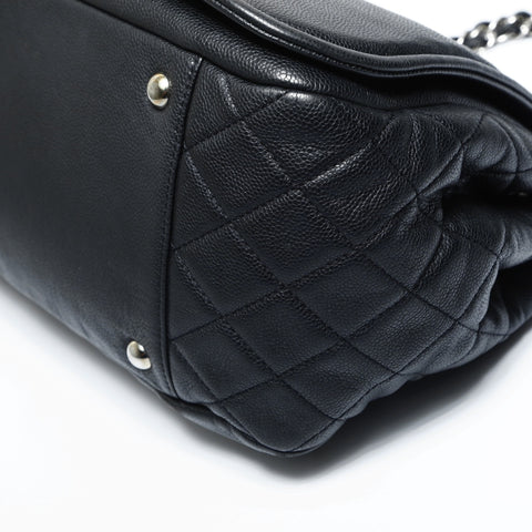 CHANEL No. 14 2010-2011 Deka COCO Mark Flap Chain Shoulder Bag black WS23470