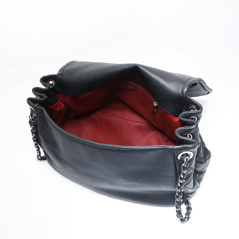 CHANEL No. 14 2010-2011 Deka COCO Mark Flap Chain Shoulder Bag black WS23470