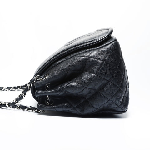 CHANEL No. 14 2010-2011 Deka COCO Mark Flap Chain Shoulder Bag black WS23470