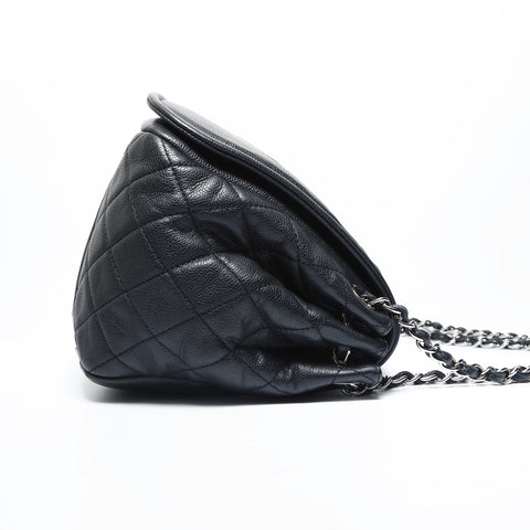 CHANEL No. 14 2010-2011 Deka COCO Mark Flap Chain Shoulder Bag black WS23470