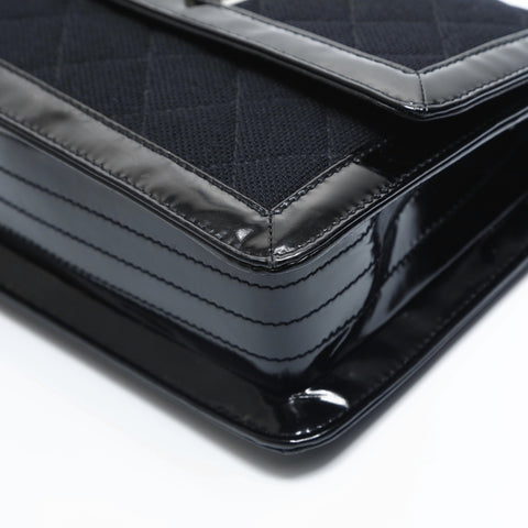 CHANEL No. 6 2000-2002 Canvas 2.55 Patent Leather Chain Shoulder Bag black WS23472