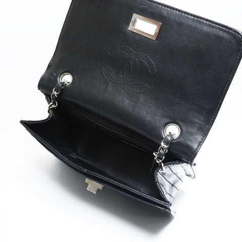 CHANEL No. 6 2000-2002 Canvas 2.55 Patent Leather Chain Shoulder Bag black WS23472