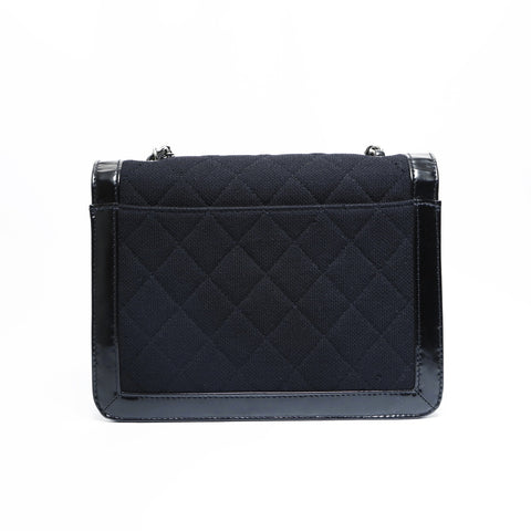 CHANEL No. 6 2000-2002 Canvas 2.55 Patent Leather Chain Shoulder Bag black WS23472