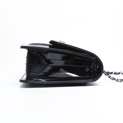 CHANEL No. 6 2000-2002 Canvas 2.55 Patent Leather Chain Shoulder Bag black WS23472