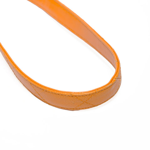 CHANEL No. 5 1997-1999 Diamond Caviar Turnlock COCO Mark Shoulder Bag Orange WS23474