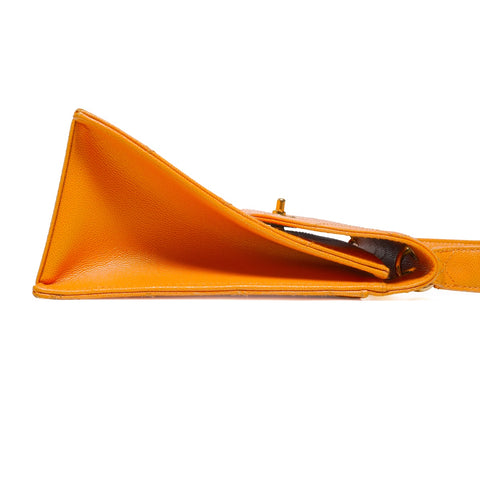 CHANEL No. 5 1997-1999 Diamond Caviar Turnlock COCO Mark Shoulder Bag Orange WS23474