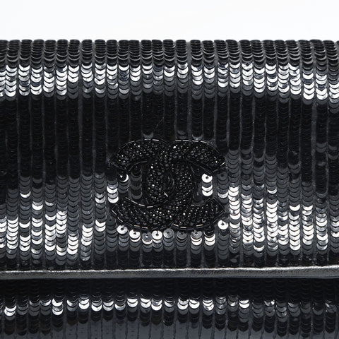 CHANEL 0 series 1986-1988 Sequin COCO Mark Mini Shoulder Bag black WS23475