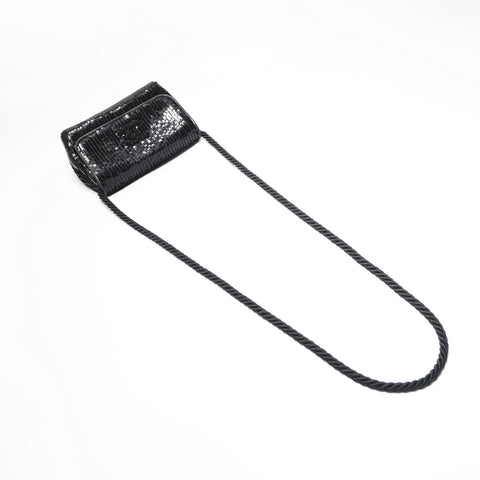 CHANEL 0 series 1986-1988 Sequin COCO Mark Mini Shoulder Bag black WS23475