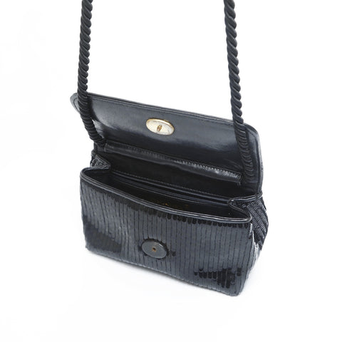 CHANEL 0 series 1986-1988 Sequin COCO Mark Mini Shoulder Bag black WS23475