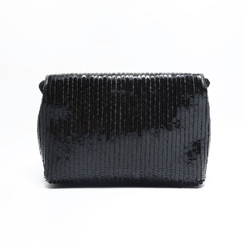 CHANEL 0 series 1986-1988 Sequin COCO Mark Mini Shoulder Bag black WS23475