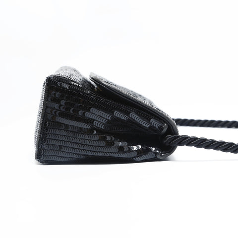 CHANEL 0 series 1986-1988 Sequin COCO Mark Mini Shoulder Bag black WS23475