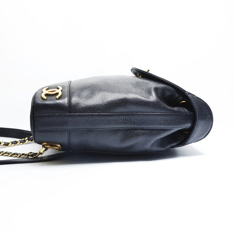 CHANEL No. 2 1991-1994 Triple COCO Mark Caviar Backpack  Daypack black WS23480