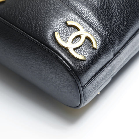 CHANEL No. 2 1991-1994 Triple COCO Mark Caviar Backpack  Daypack black WS23480