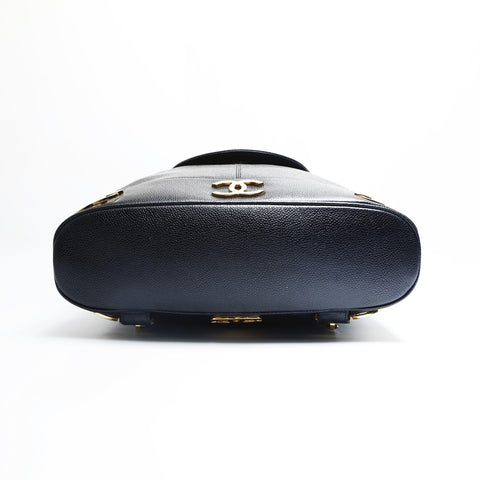 CHANEL No. 2 1991-1994 Triple COCO Mark Caviar Backpack  Daypack black WS23480