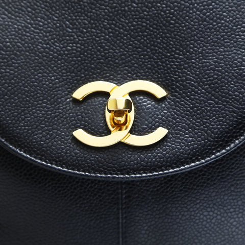 CHANEL No. 2 1991-1994 Triple COCO Mark Caviar Backpack  Daypack black WS23480