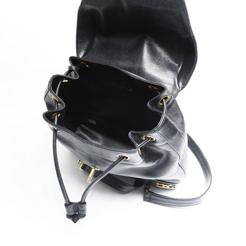 CHANEL No. 2 1991-1994 Triple COCO Mark Caviar Backpack  Daypack black WS23480