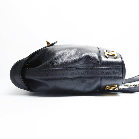 CHANEL No. 2 1991-1994 Triple COCO Mark Caviar Backpack  Daypack black WS23480