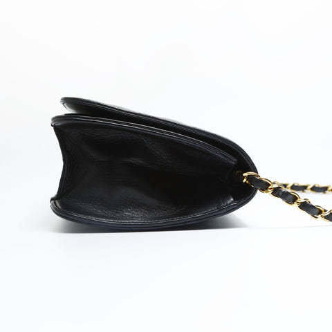 CHANEL No. 4 1996-1997 Matelasse Push Lock Lambskin Full Flap Shoulder Bag black WS23481