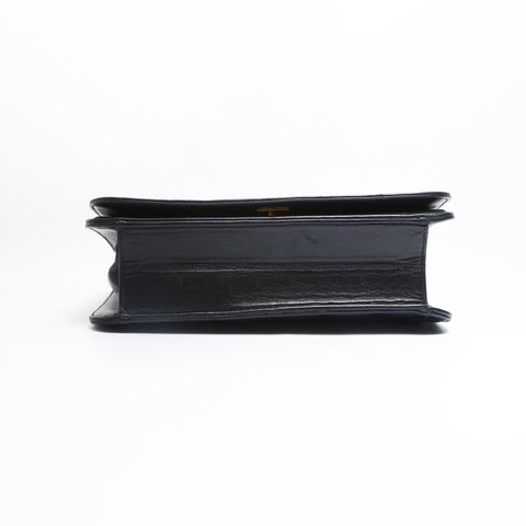 CHANEL No. 4 1996-1997 Matelasse Push Lock Lambskin Full Flap Shoulder Bag black WS23481