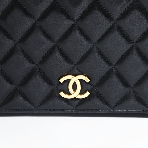 CHANEL No. 4 1996-1997 Matelasse Push Lock Lambskin Full Flap Shoulder Bag black WS23481