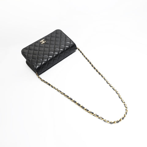 CHANEL No. 4 1996-1997 Matelasse Push Lock Lambskin Full Flap Shoulder Bag black WS23481