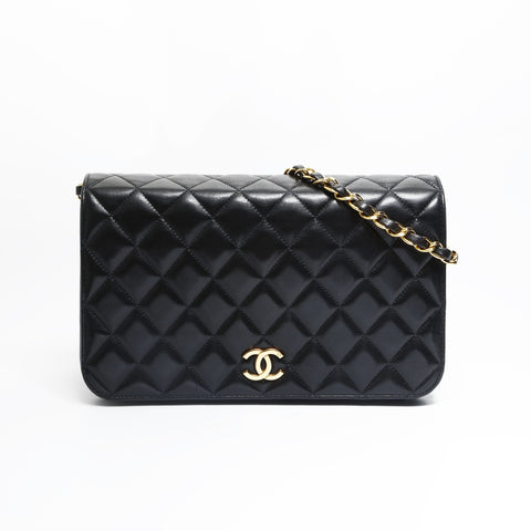 CHANEL No. 4 1996-1997 Matelasse Push Lock Lambskin Full Flap Shoulder Bag black WS23481