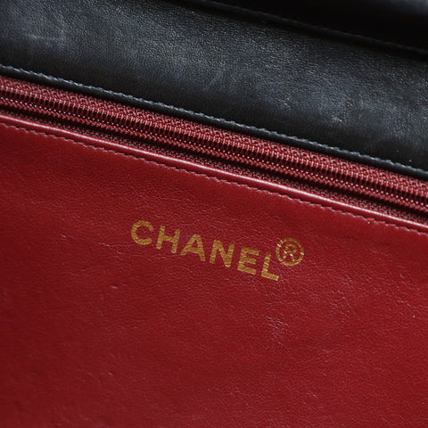 CHANEL No. 4 1996-1997 Matelasse Push Lock Lambskin Full Flap Shoulder Bag black WS23481