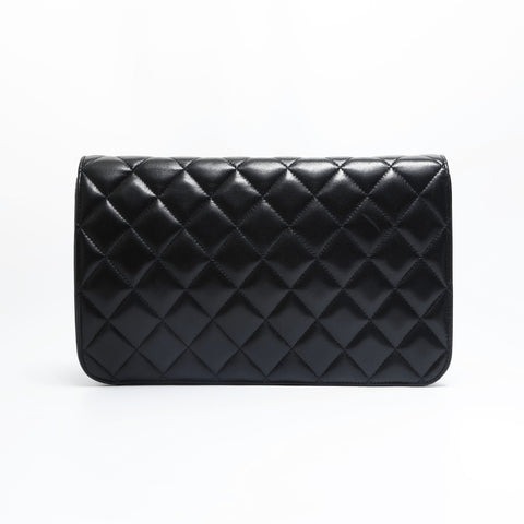 CHANEL No. 4 1996-1997 Matelasse Push Lock Lambskin Full Flap Shoulder Bag black WS23481